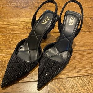 Zara pumps black with sparkle rinestones